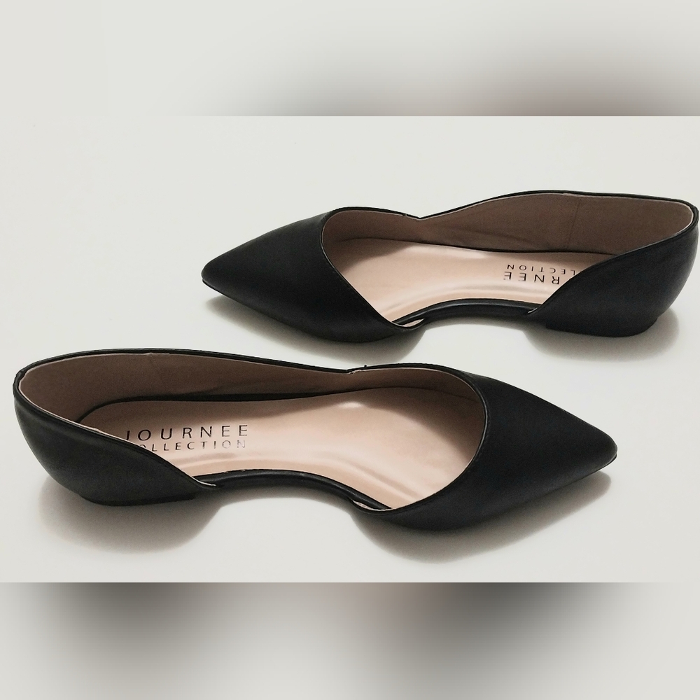 Journee Women's Cortni Pointed Toe D'Orsay Flats Black Size 7 W